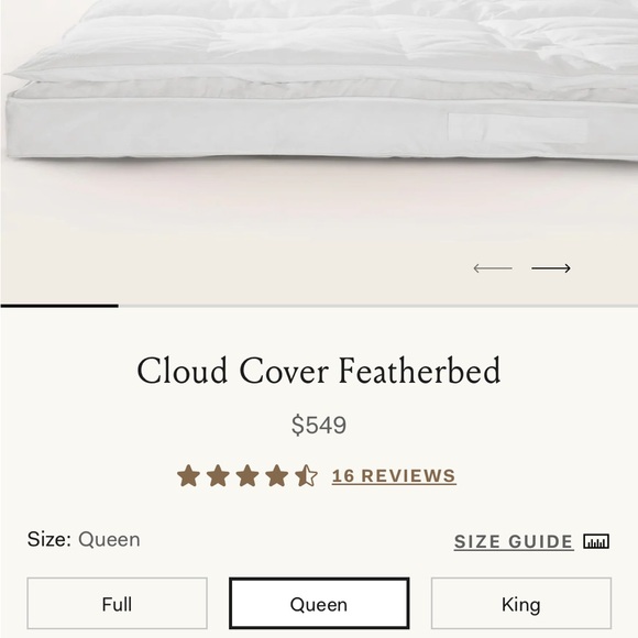 Boll & Branch Queen Cloud Cover Featherbed - Picture 8 of 10